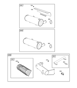 Starter Side Outlet Mufflers Diagram and Parts List for 541477-2242-J1(54-61) 400000 - 699999 Briggs and Stratton Engine